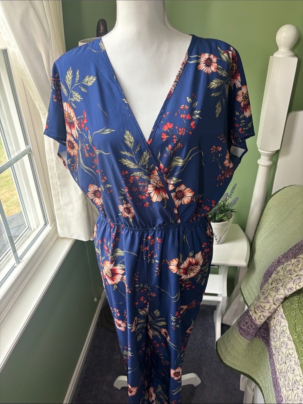 Blue Floral Jumpsuit